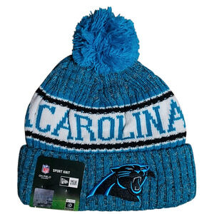 NWT New Era NFL Carolina Panthers Adult Cuffed Knit Pom Stocking Cap Beanie Hat